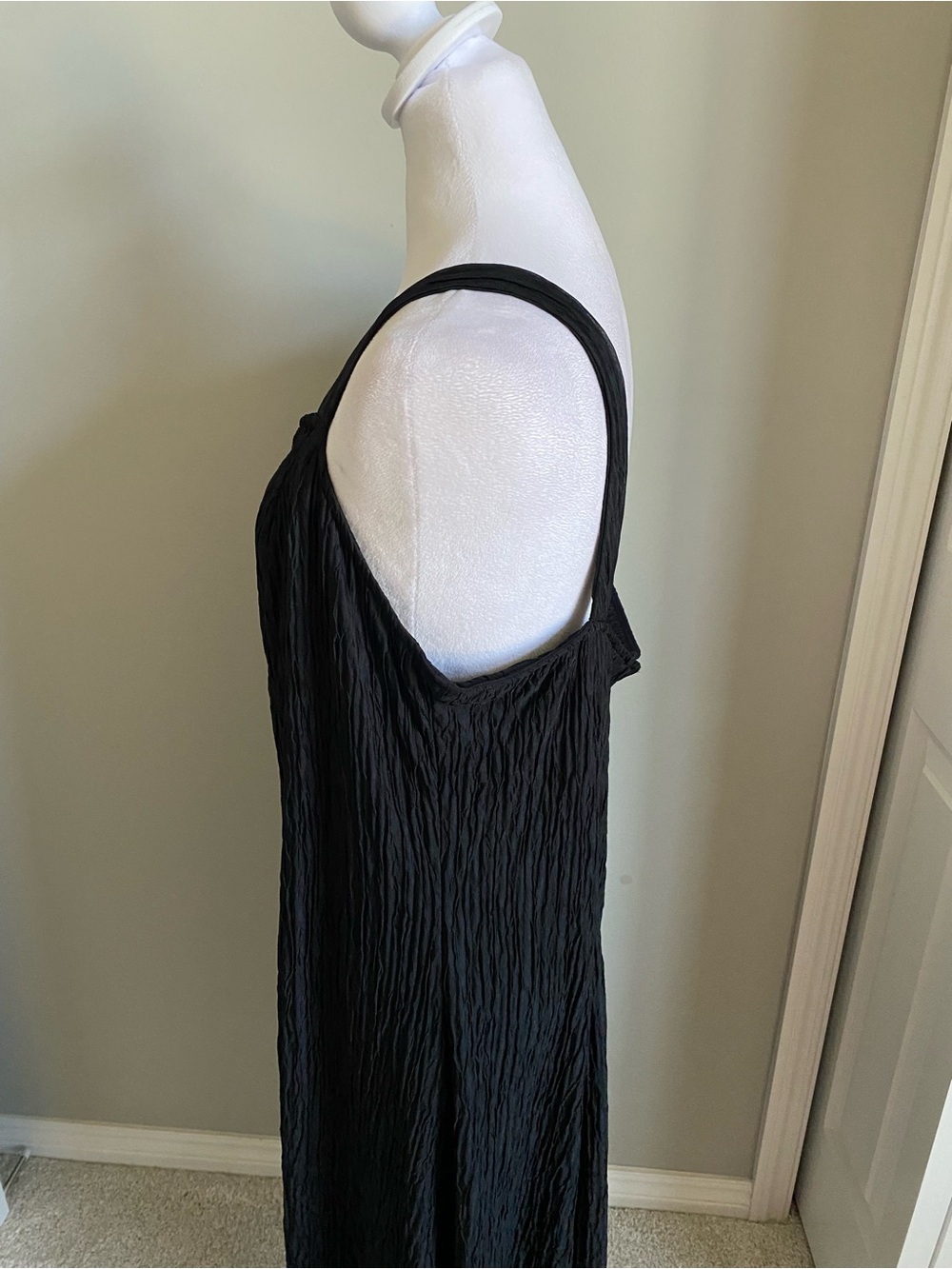 Women’s Black Crinkle Maxi Dress 18W Sweetheart Neckline - Picture 2 of 6